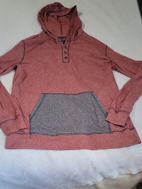 Retrofit Men's Hooded Pullover in Dusty Rose with Gray Pocket